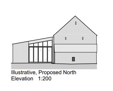 Lot: 173 - TRADITIONAL FARMHOUSE FOR REFURBISHMENT AND BARN WITH PLANNING FOR RESIDENTIAL CONVERSION - APPROXIMATELY 17.5 ACRES - Proposed North Elevation